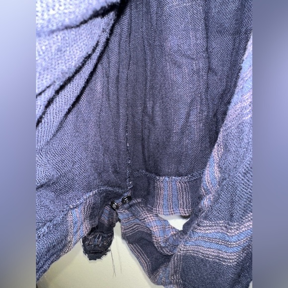 Vintage Havana Navy Frayed Plaid Blouse Wrap Top Shirt EUC - Picture 8 of 9